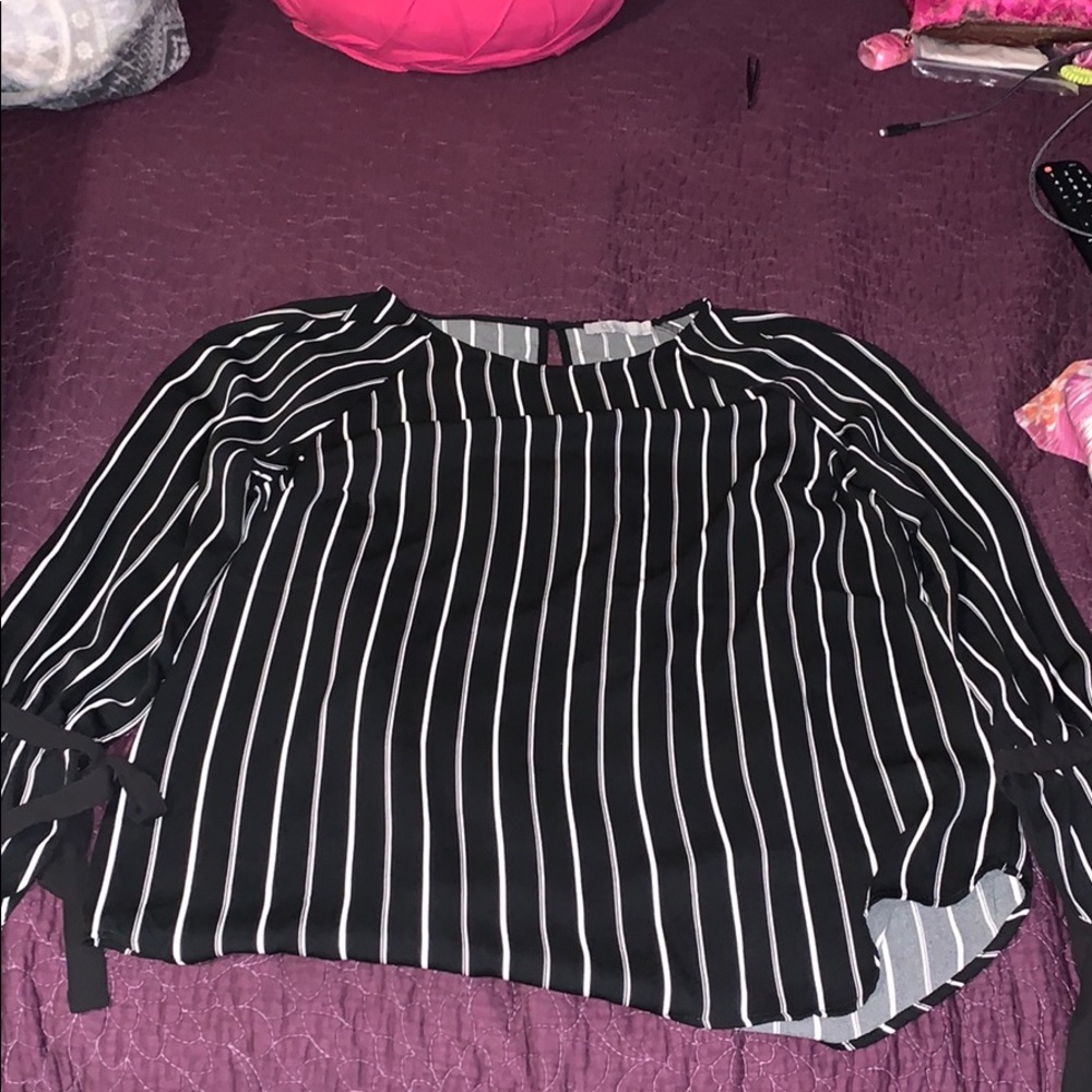 Black and white striped blouse